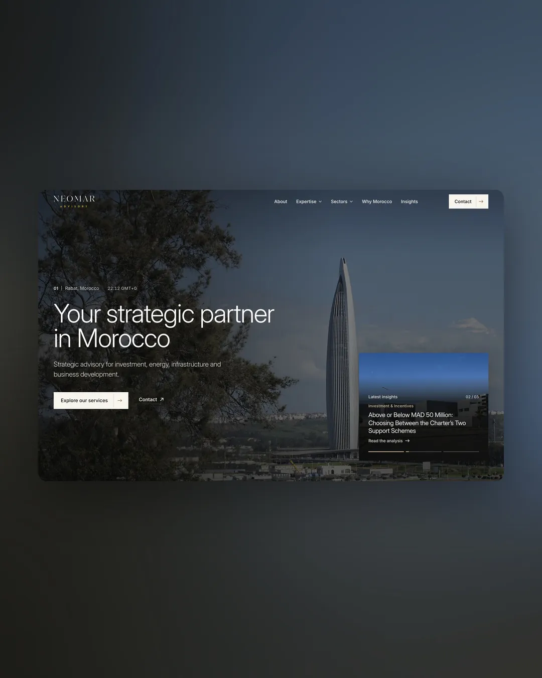 Neomar Advisory website by We Developz: Brand Presence · Web Design · Development · CMS