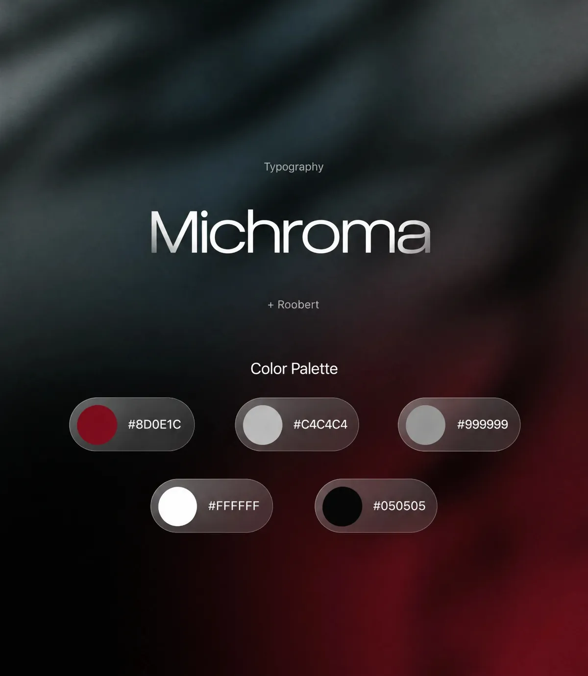 The Loan Goat type and colour system: Michroma with Roobert, near black, steel greys and one oxblood red